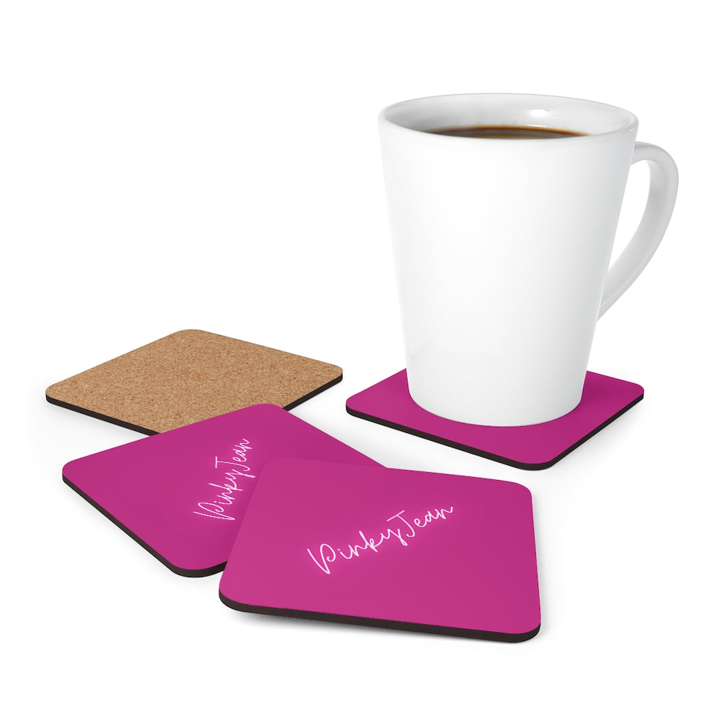 Corkwood Coaster Set (Hot Pink)