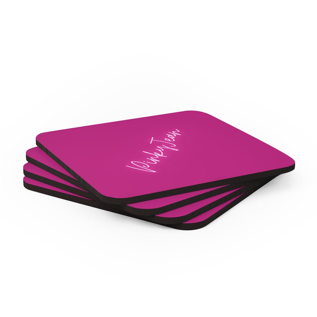 Corkwood Coaster Set (Hot Pink)