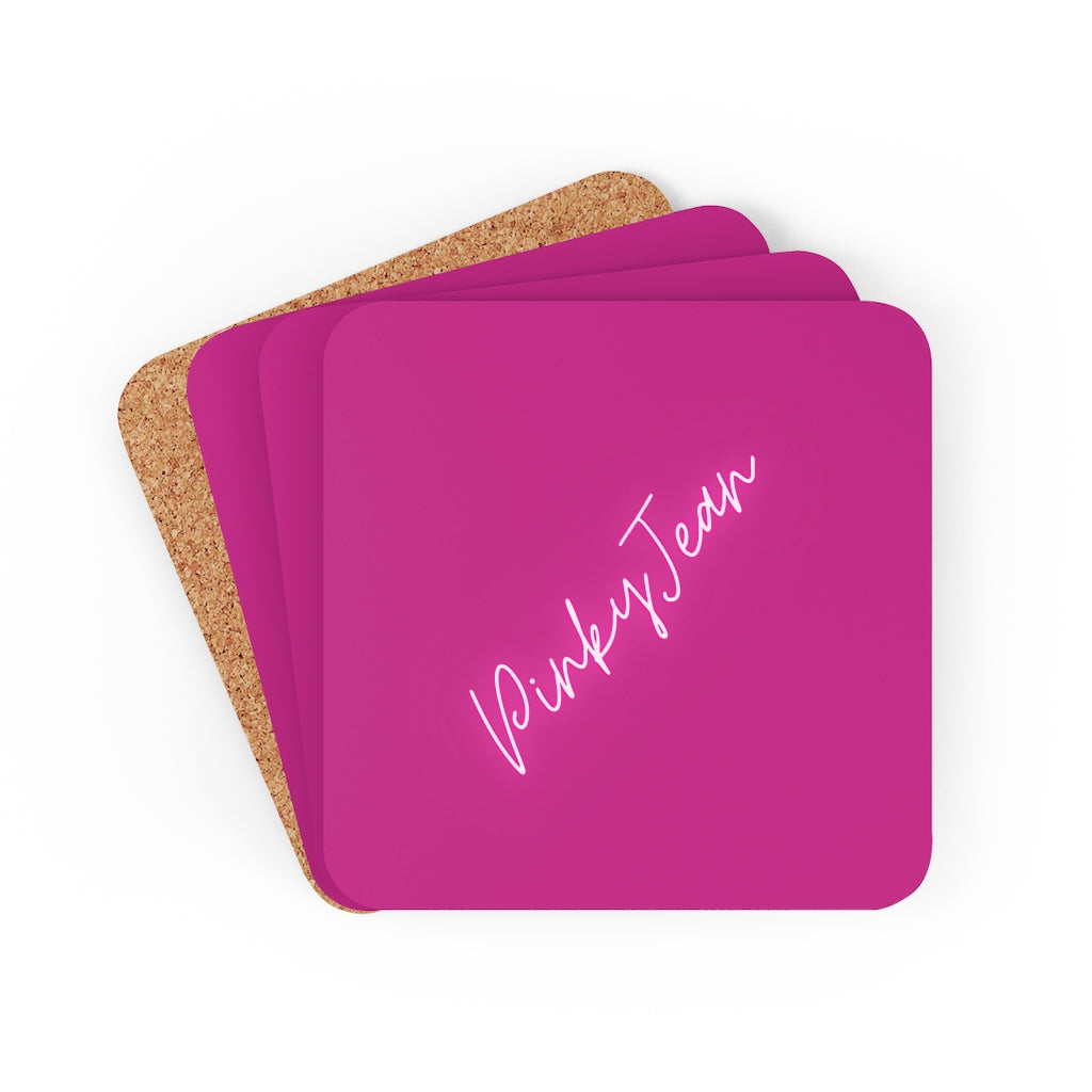 Corkwood Coaster Set (Hot Pink)