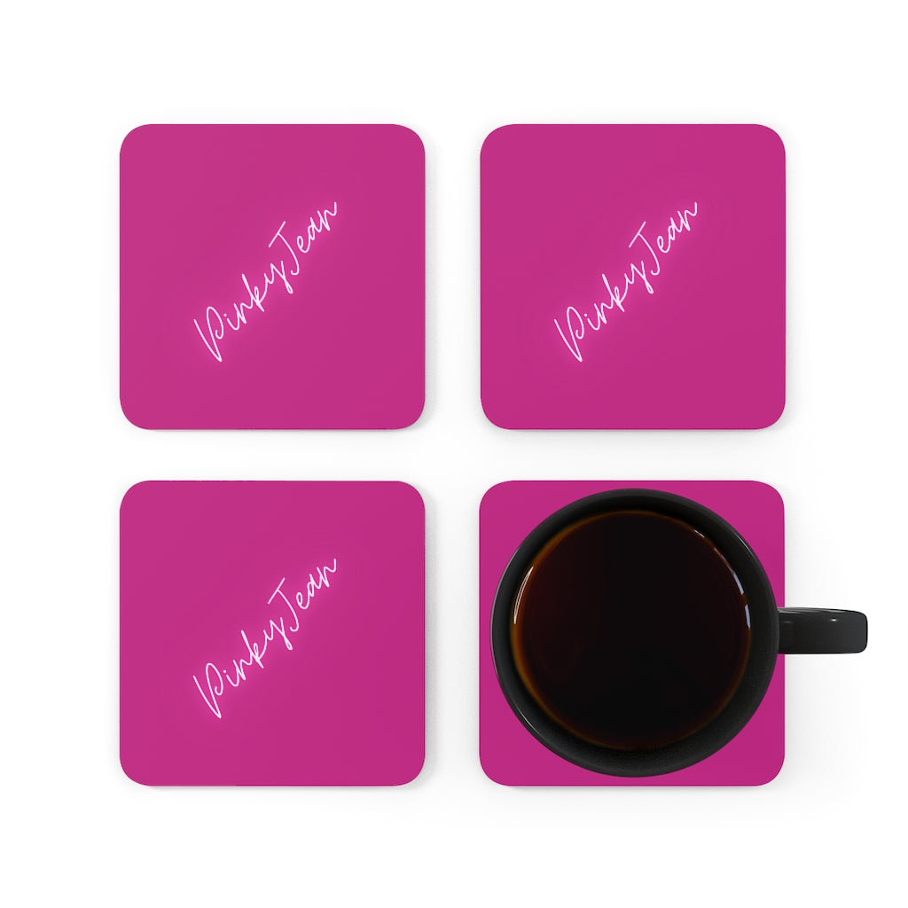 Corkwood Coaster Set (Hot Pink)